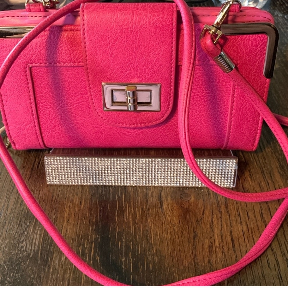 Pink Leather Crossbody Bag